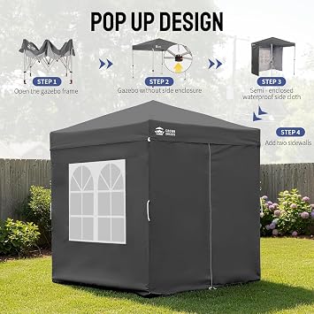 CROWN SHADES 2x2m Pop Up Garden Gazebo, Waterproof Outdoor Canopy Tent