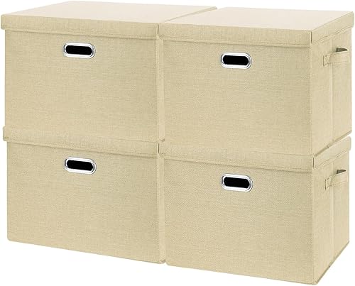 Contenedores de almacenamiento plegables grandes con tapas paquete de 3 cajas de almacenamiento plegables de tela con cubierta para uso doméstico y