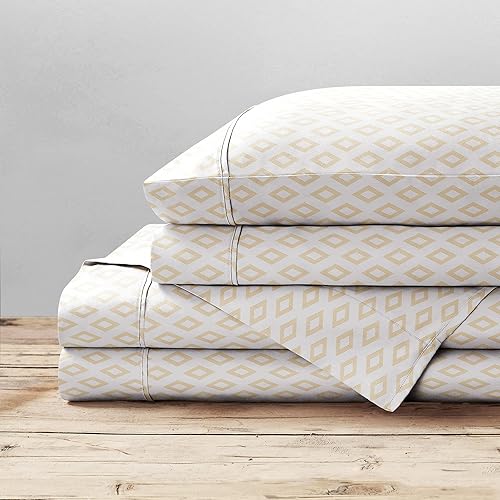 Miniatura 8 de Brielle Home Juego de sábanas de percal 100% algodón, color azul marino, tamaño King