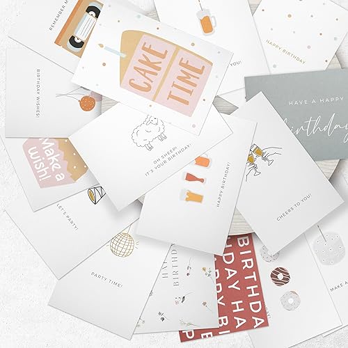 Miniatura 7 de Hermoso juego de 60 tarjetas de cumpleaños con sobres y calcomanías, tarjetas de feliz cumpleaños surtidas de buen gusto a granel para mujeres y