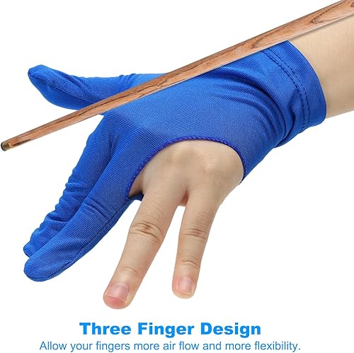 Miniatura 3 de Guantes de billar transpirables con 3 dedos, 6 unidades, guantes de billar para mano izquierda y derecha, para hombres y mujeres, color azul