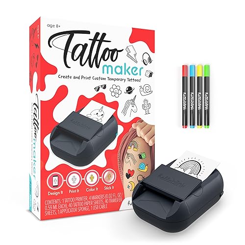 Hello Blink Tattoo Maker Crea e imprime arte corporal temporal personalizado para niños a partir de 8 años - Actividad de bricolaje para fiestas,