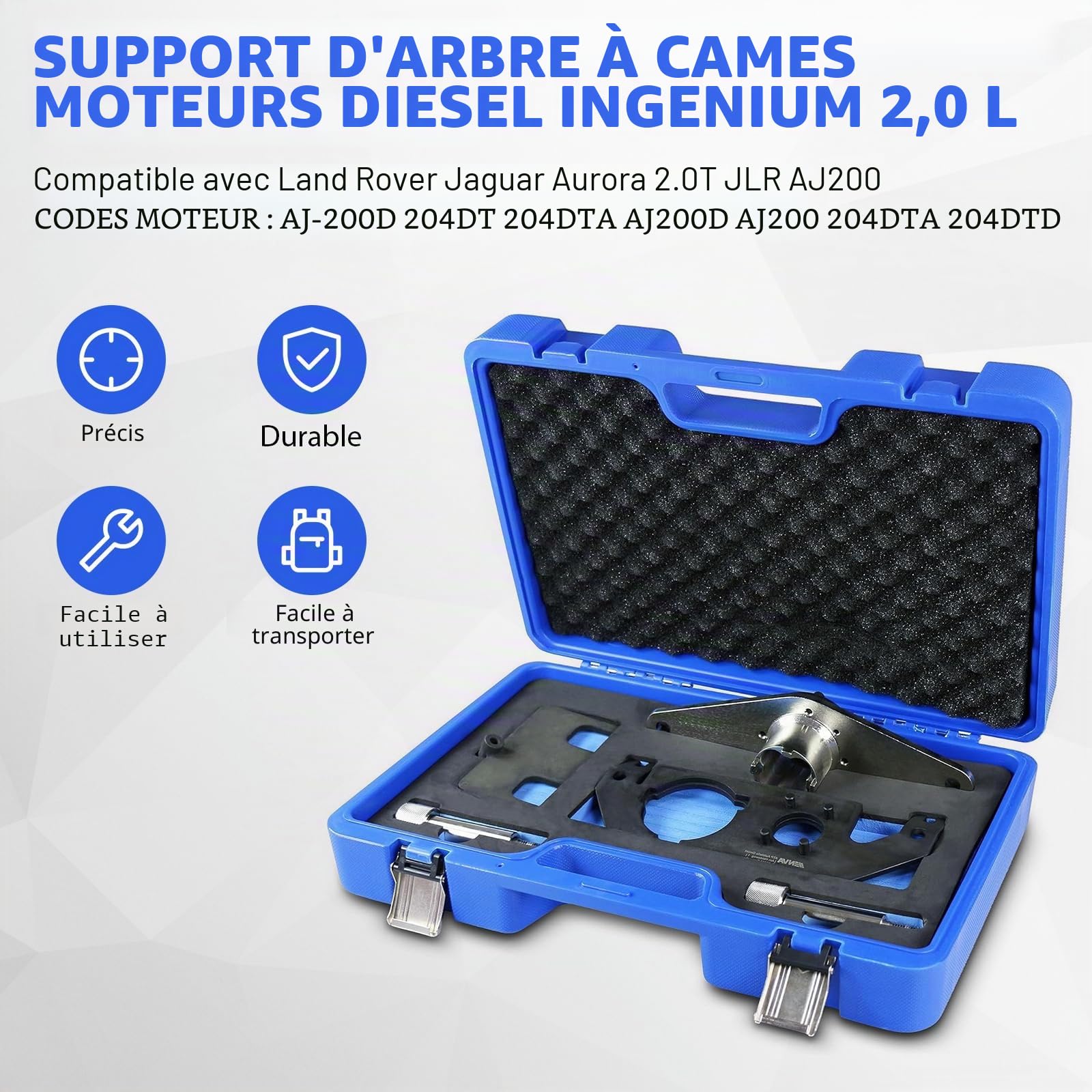 Kit d'outils de synchronisation de verrouillage d'arbre à cames de moteur compatible avec Land Rover Jaguar Aurora 2.0T JLR AJ200 Moteur Diesel Outil d'alignement d'arbre à cames, OEM JLR-303-1625