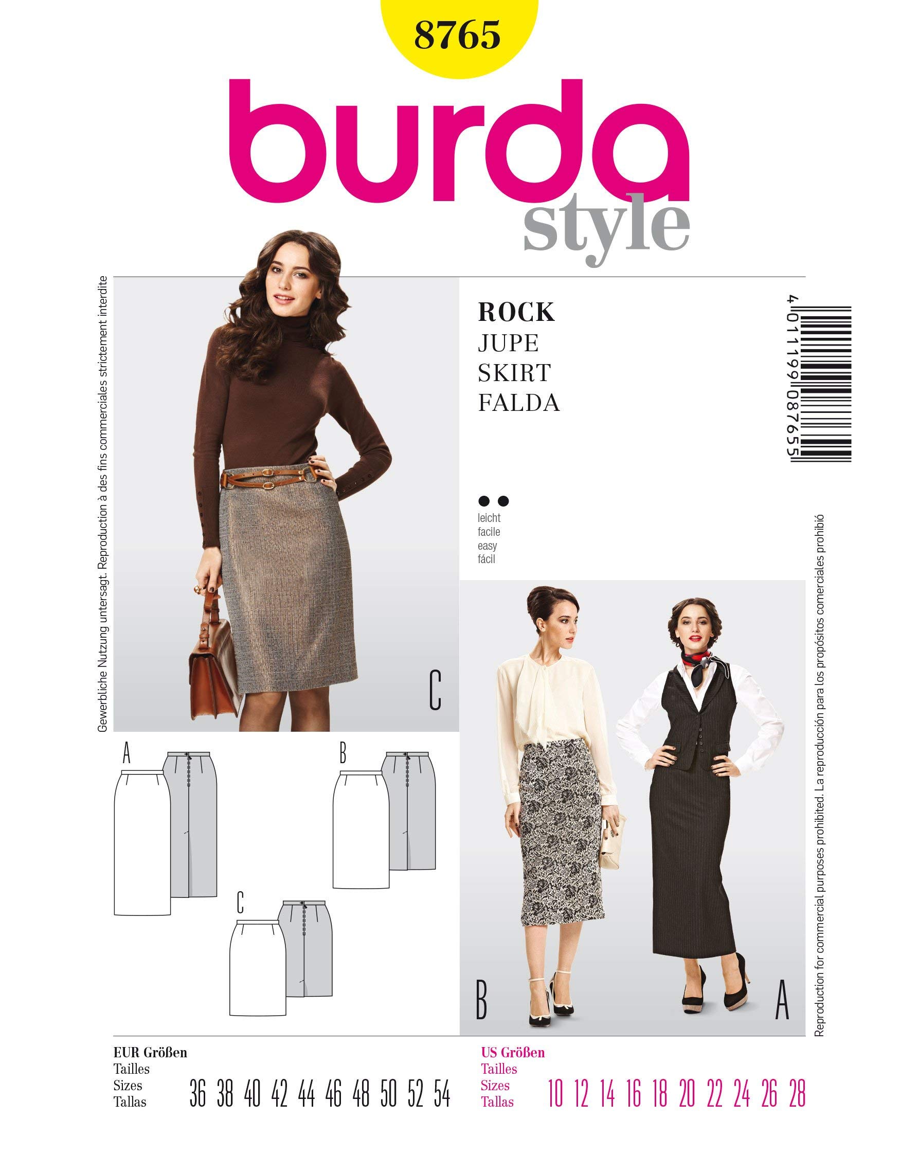 Burda B8765 Patron de Couture Jupe 19 x 13 cm