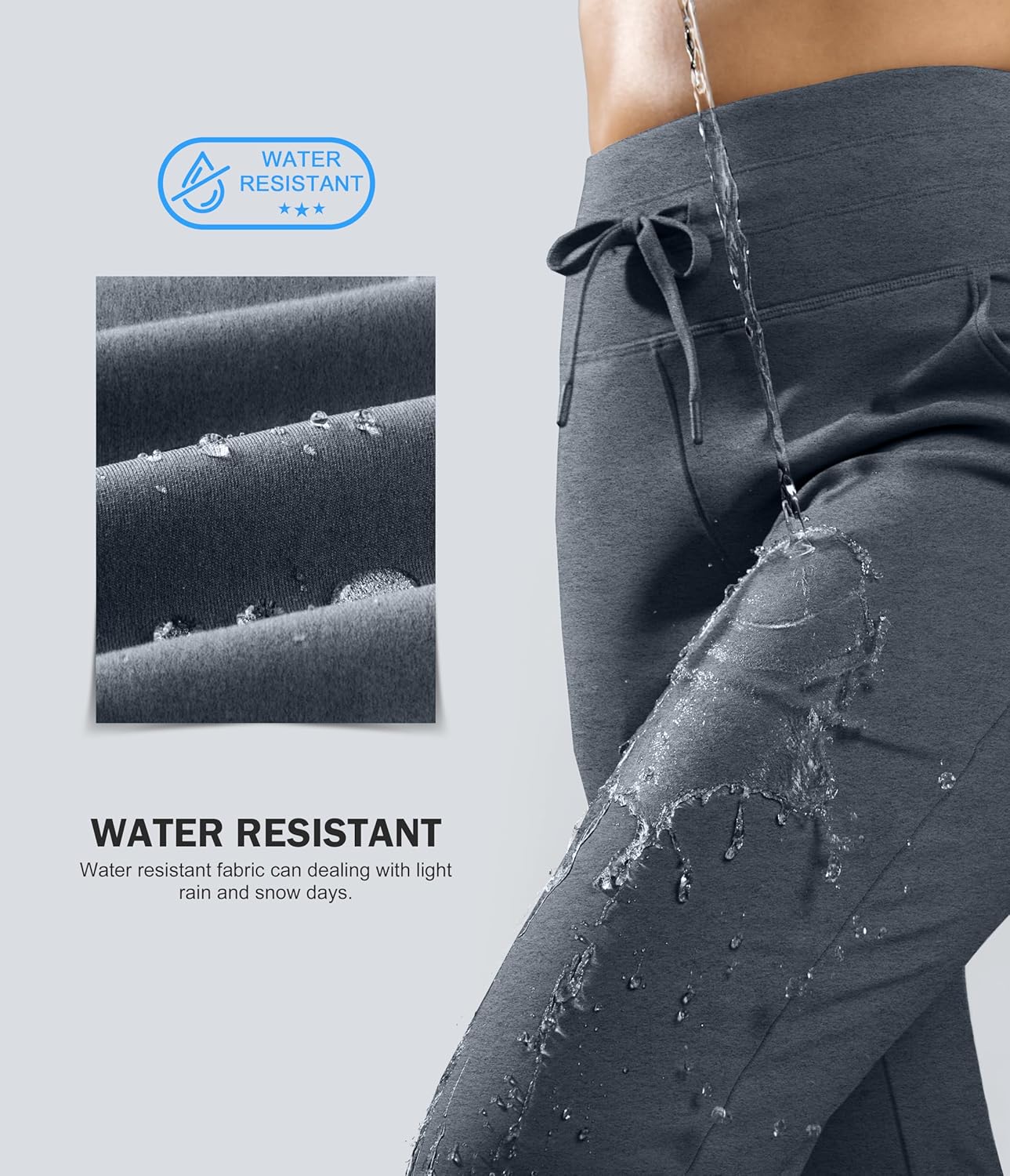 G Gradual Women's Fleece Lined Joggers 28"/30"/32" High Waisted Sweatpants Water Resistant Thermal Warm Pants Zipper Pockets - Image 5