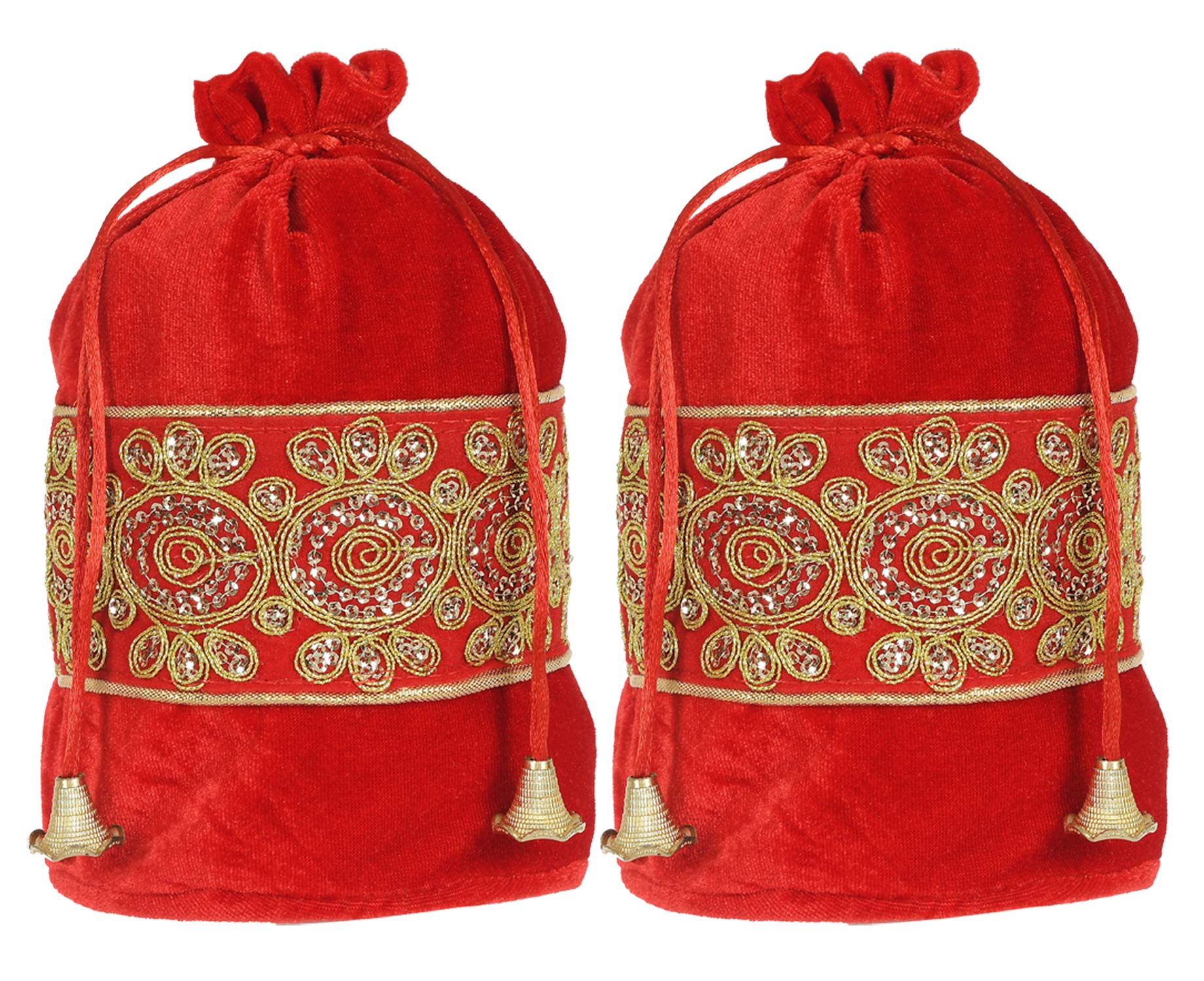 Kuber Industries Embroidered Potli Bags for Ladies|Handbags for Women|Gifting Wristlets for Wedding|Pack of 2 (Red) (B0971CJHQ5) Amazon Price History, Amazon Price Tracker