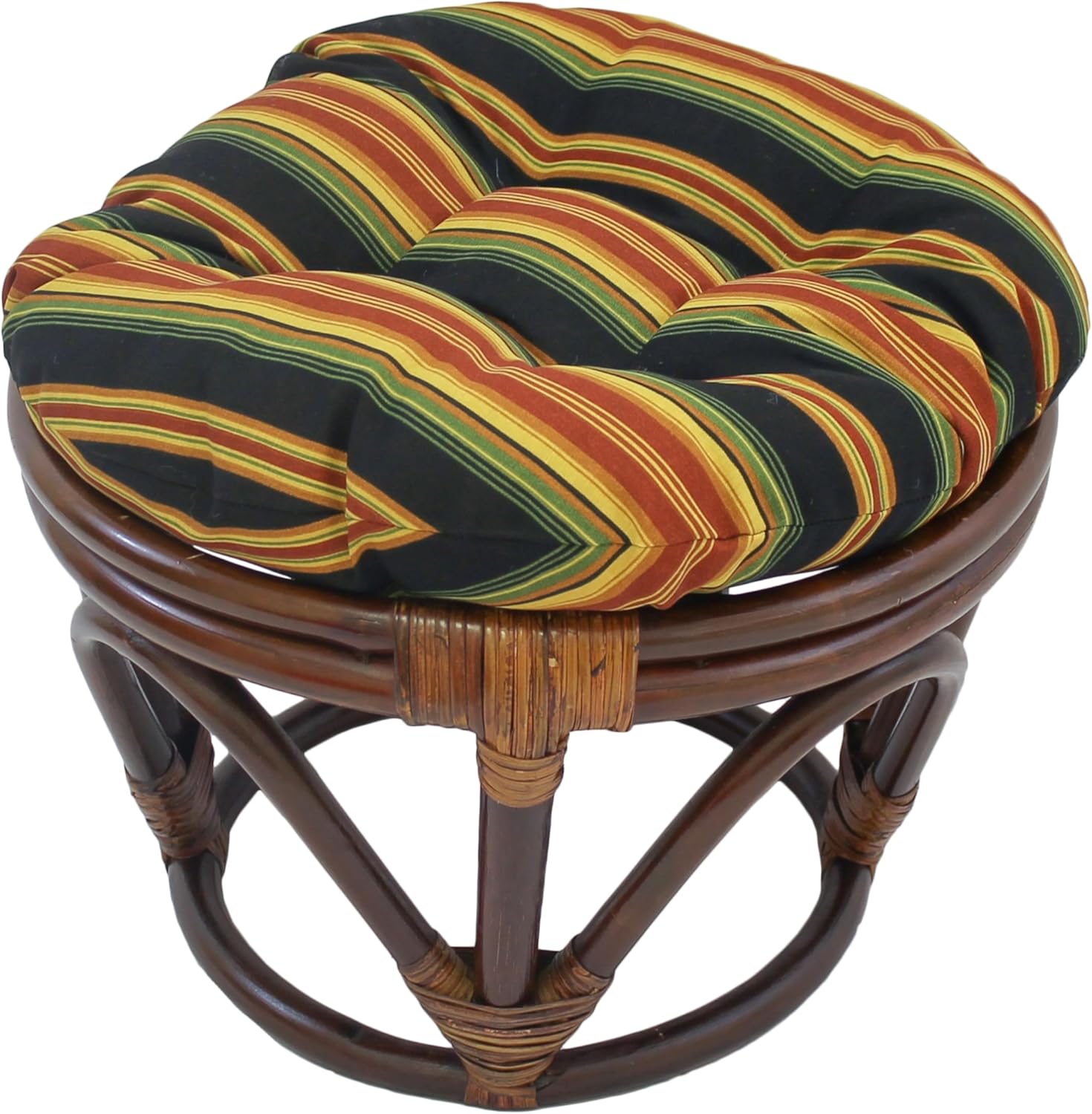 Blazing Needles Round Patterned Spun Polyester Tufted Footstool Cushion, 18", Eastbay Onyx