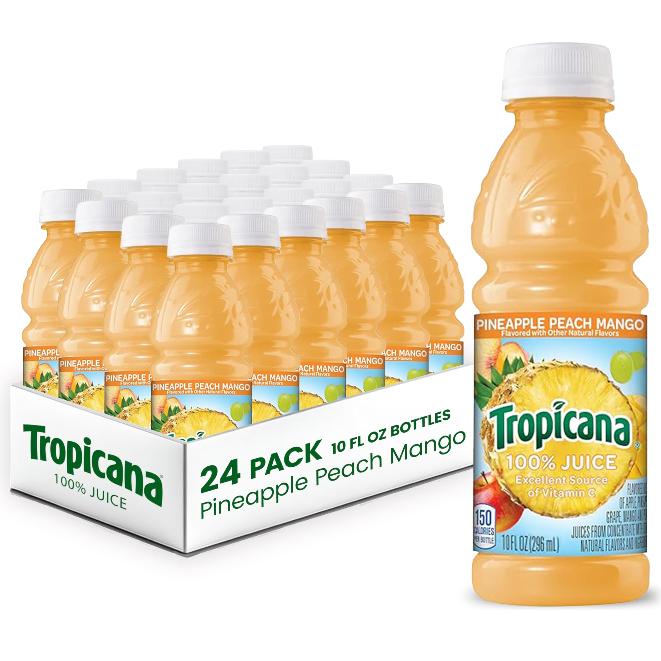 Tropicana 100% Pineapple Peach Mango Juice,�Single Serve, 10 Fl Oz Bottles (Pack of 24) - Real Fruit Juice, Vitamin C, B & E Rich, No Added Sugars, No Artificial Flavors