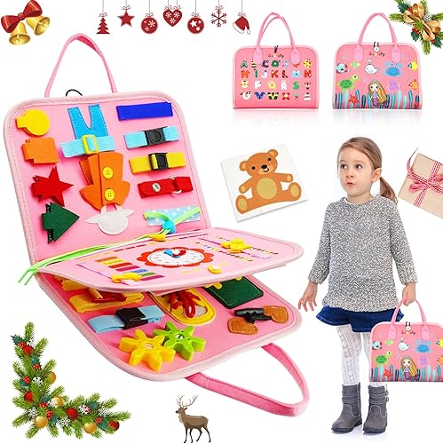 Busy Board Montessori - Juguetes para niños pequeños actividades educativas preescolares 25 en 1 para desarrollar habilidades sensoriales básicas