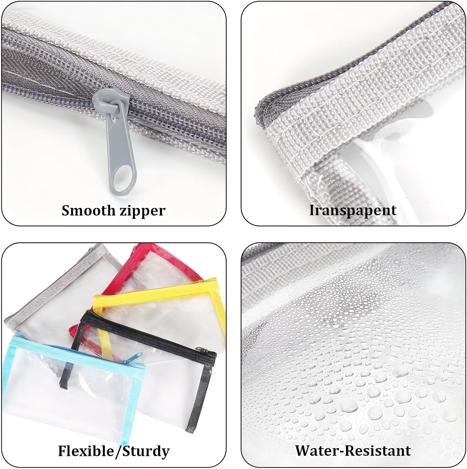 5 Pack Small Clear Bag, 3.5" x 6.3" Waterproof Pouch, Mini Plastic Zipper Pouch for Purse, Small Travel Makeup Bag Cosmetic Organizer Storage, 5 Cute Colors image 4