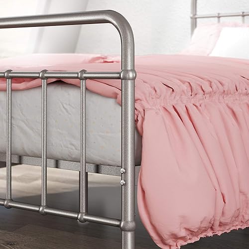 Miniatura 77 de Zinus Florence - Base de cama con plataforma de metal, base de colchón, no necesita somier, fácil montaje, blanco, tamaño matrimonial. Blanco,Negro