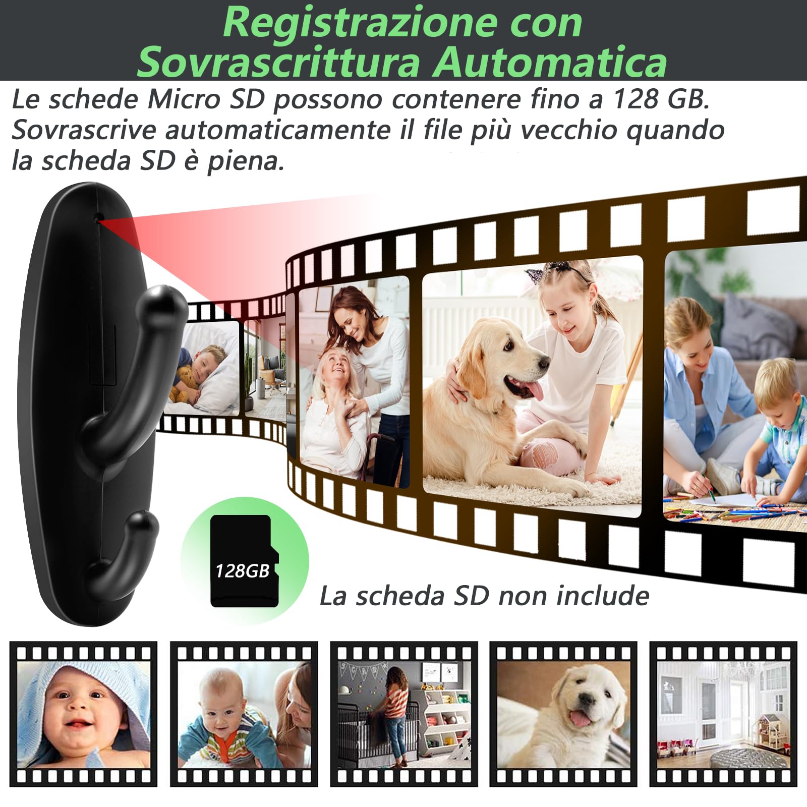 LXMIMI Mini Telecamera Spia, Telecamera Nascosta in un Gancio Appendiabiti, Mini Telecamera Spia HD 1080P con Rilevamento del Movimento e Registrazione in Loop