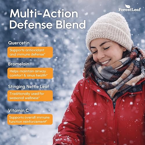 Miniatura 3 de Quercetina 500 mg con bromelina, vitamina C y ortiga picante. Suplemento avanzado para senos nasales y alergias. 90 cápsulas vegetales naturales.