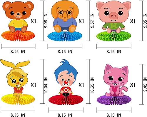 Miniatura 2 de TUWUNA Juego de 6 piezas de centro de mesa Plim Plim centros de mesa Plim Plim Honeycomb para Plim Suministros de fiesta de cumpleaños Favores