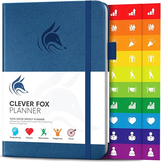 Clever Fox Planner - Weekly & Monthly Planner to Increase Productivity, Time Management and Hit Your Goals - Organizer, Gratitude Journal - Undated, Start Anytime, A5, Lasts 1 Year, MysticBlue(Weekly)
