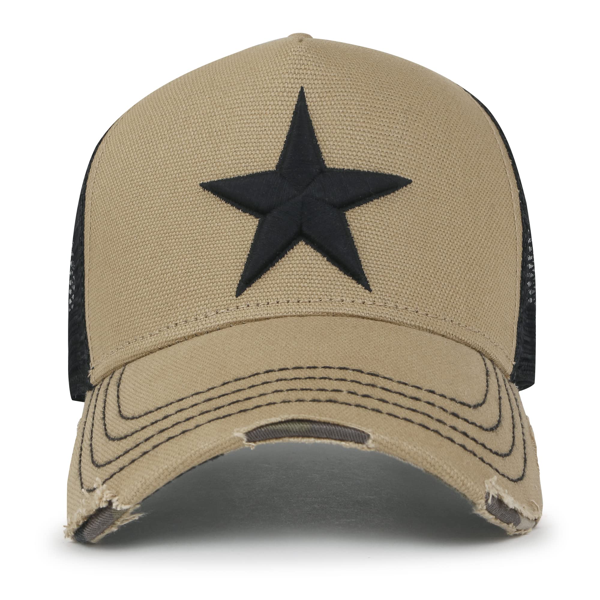 ililily Star Embroidery Black White Trucker Hat Cotton Baseball Cap product thumbnail 3