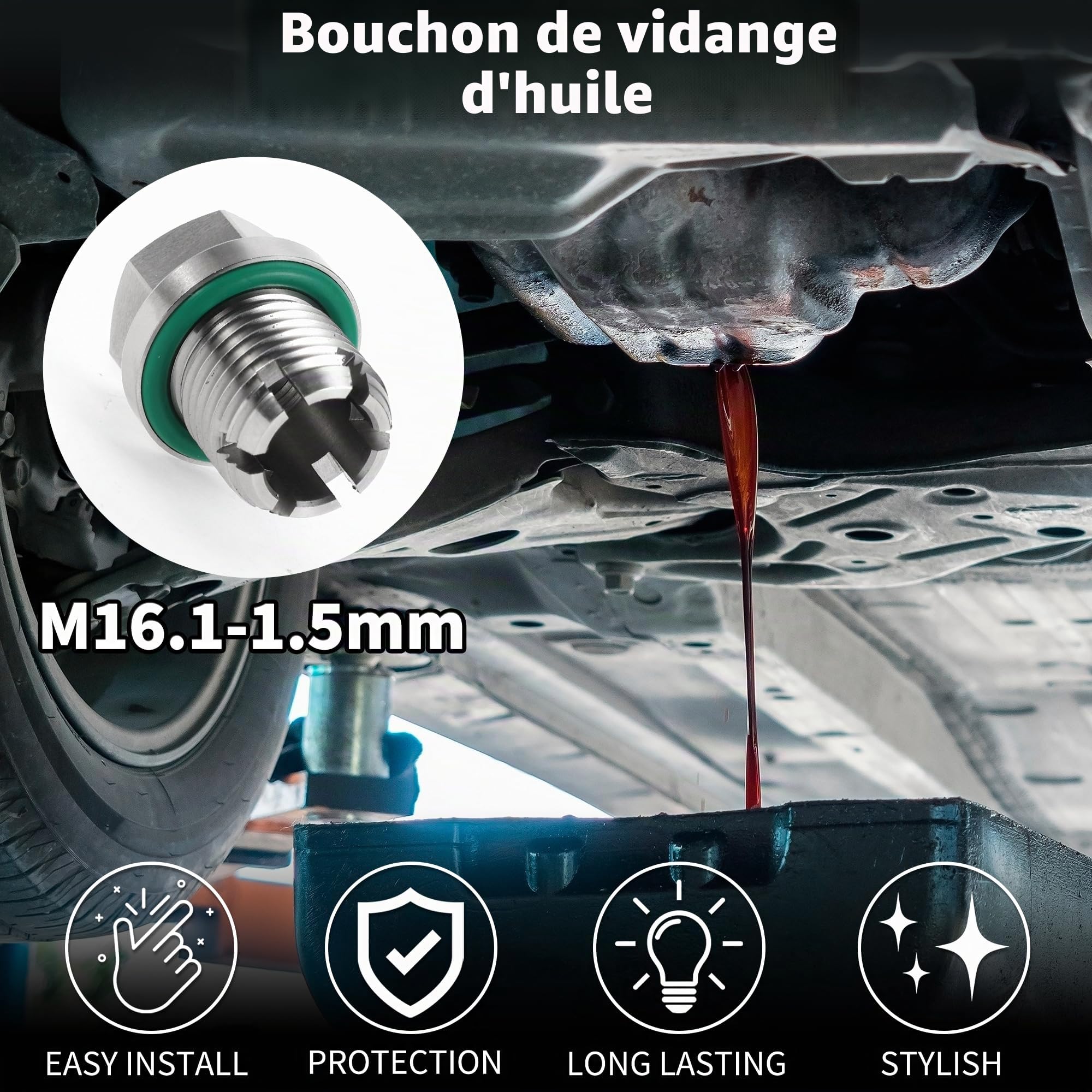 Boulon De Vidange D'Huile Argenté 2Pcs Anti-Fuite Pour Auto Moto | Cuivre, Acier Inoxydable, M16.1-1.5mm, Bateau, Pour Chevy, Pour GMC, Pour Jeep, Pour Buick, Pour Cadillac, Pour Lincoln
