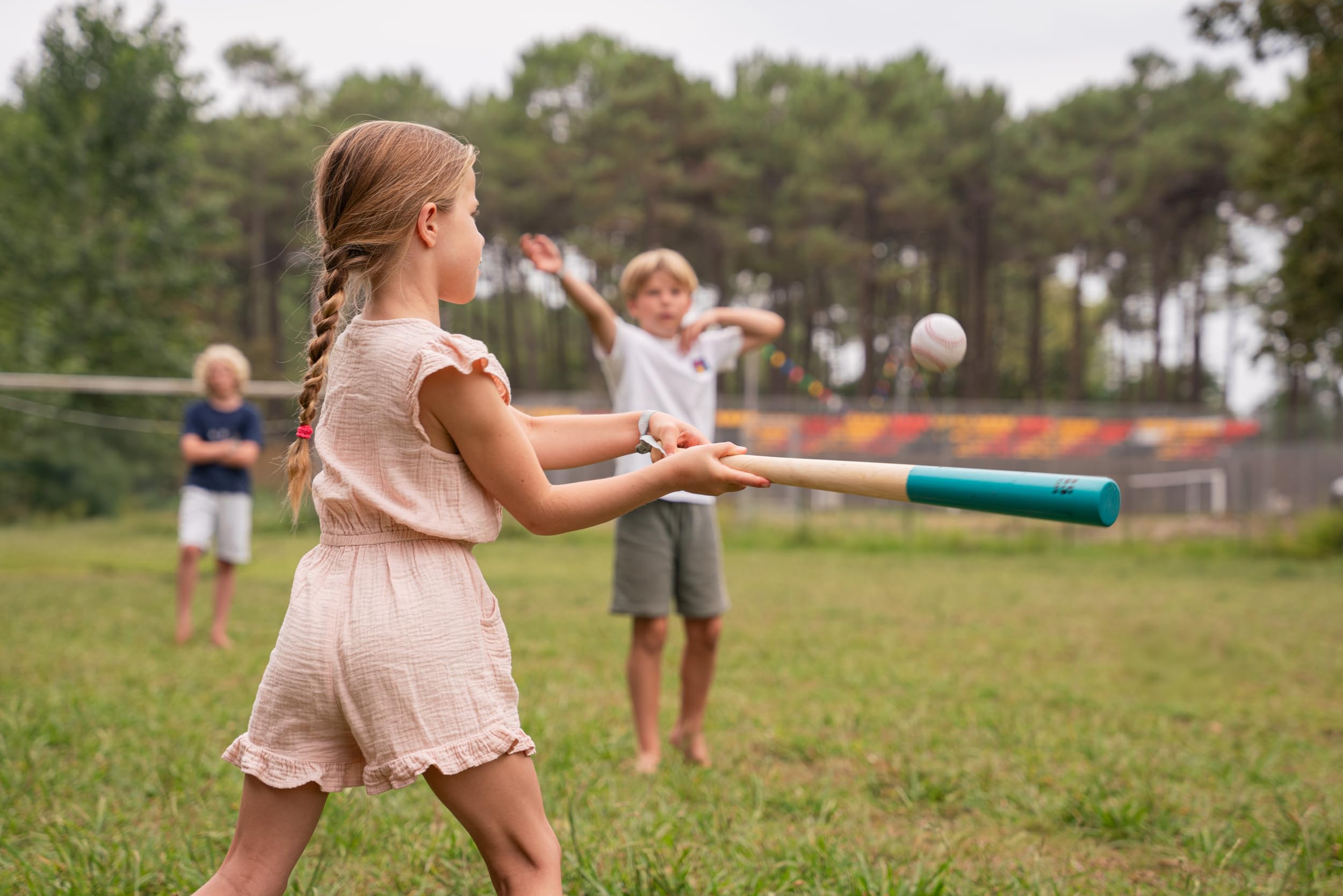 BS Toys Drewniany zestaw baseballowy - kij, piłka i 4 bazy - gra plenerowa 4-18 graczy - od 8 lat