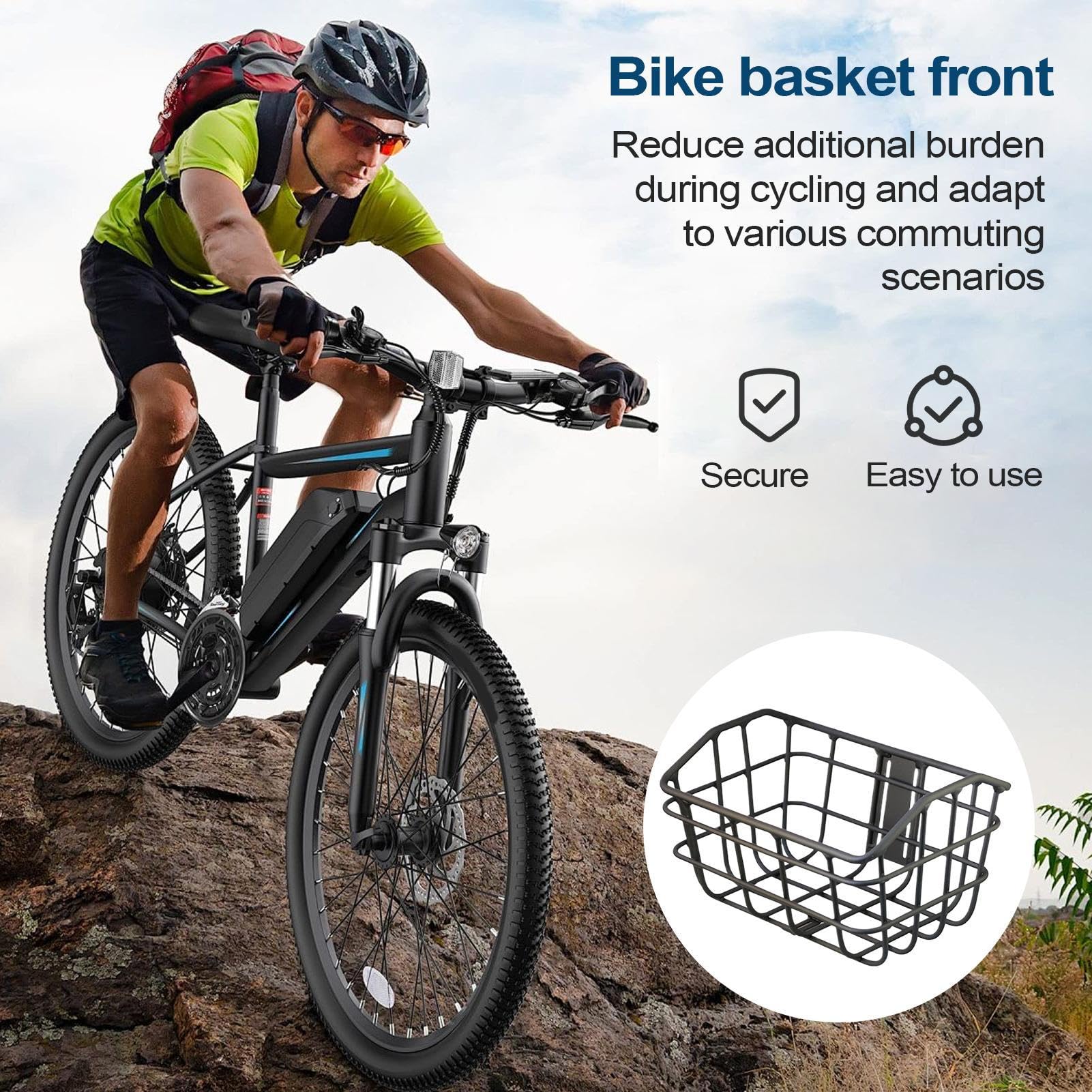 Metall Fahrrad Rahmen Korb Präzise robuste Schnellspann-Halterung | Cargokorb Lenker-Aufbewahrungshalterung Fahrrad-Aufbewahrungszubehör für Einkaufen, Picknick und Outdoor-Abenteuer