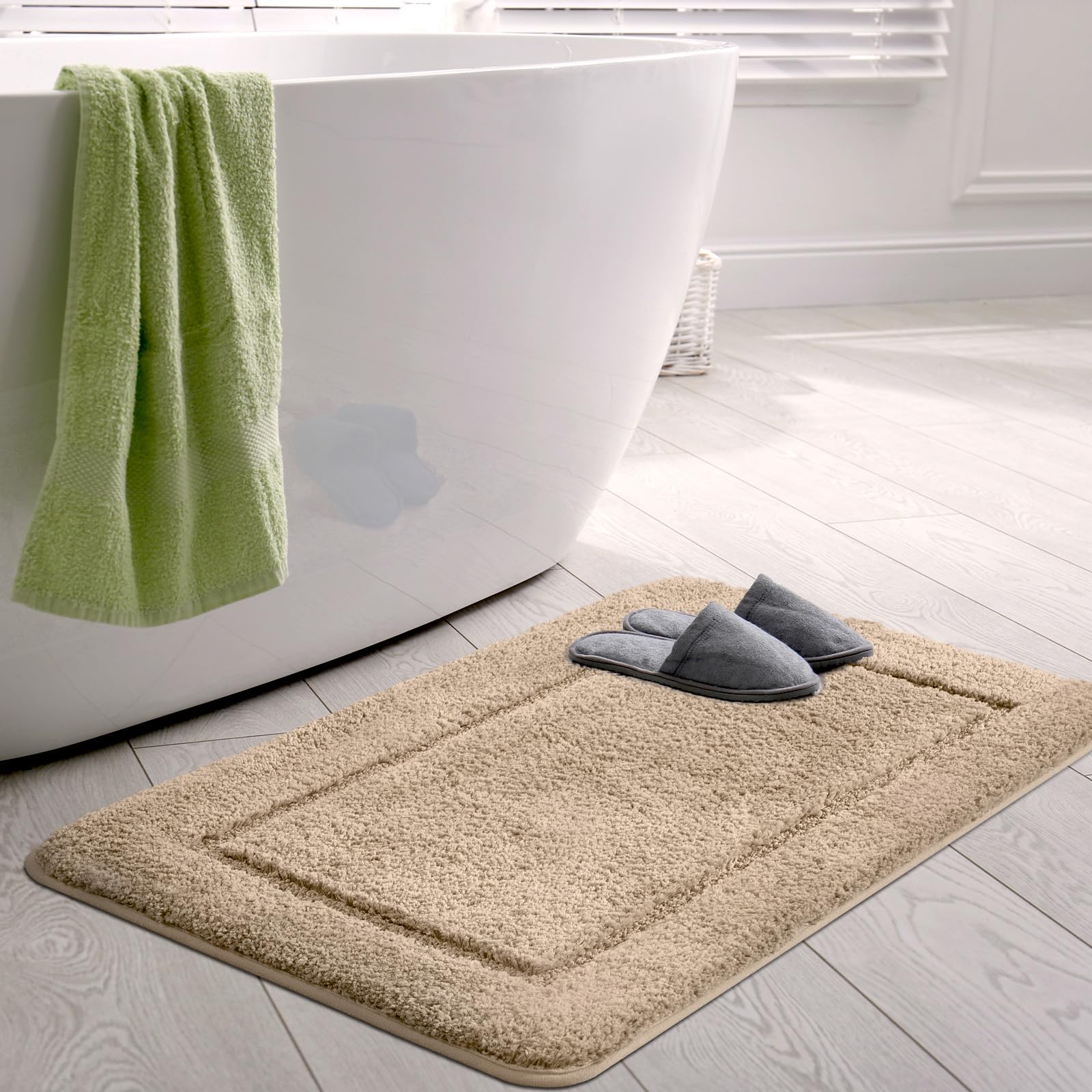 SOANNY Orange Bath Mat Single, Non-Slip Soft Microfiber Machine Washable Bathroom Carpet Water Absorbent, High Density Large Fluffy Bathtub Decor Runner Rugs for Door Entrance, Kitchen, 60x150 cm