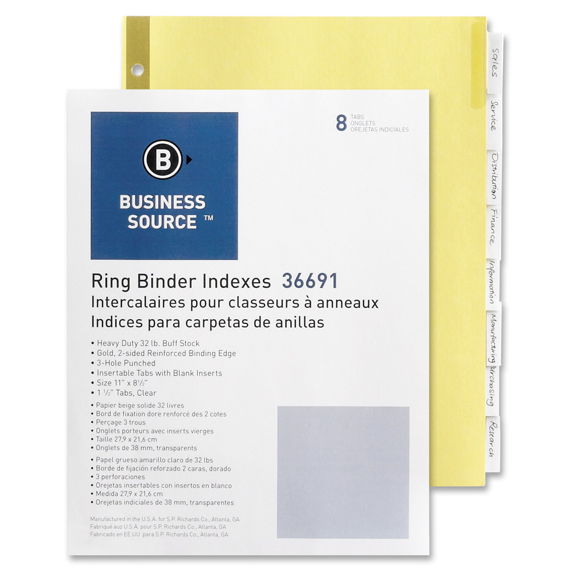 Business Source Index à onglets insérables – Lot de 8 onglets transparents (36691)