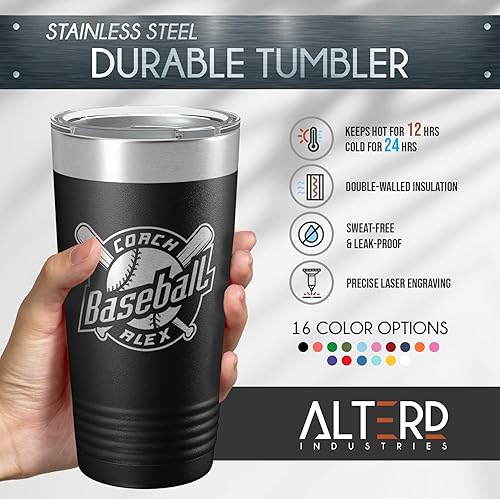 Miniatura 4 de Alterd Industries - Regalo de entrenador de fútbol, vaso aislado con tapa, taza de café de viaje, fútbol para niñas, regalos para entrenadores (vaso