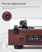 Vista 3 de ANGELS HORN High Fidelity Bluetooth Turntable, Vinyl Record Player with Bookshelf Speakers, Built-in Phono Preamp, Belt Drive 2-Speed, Pitch
