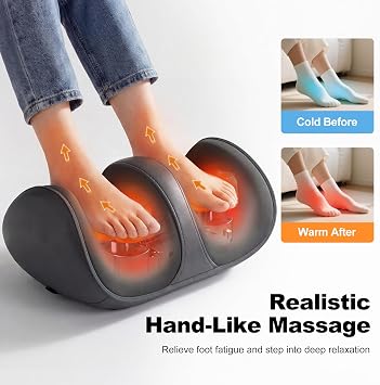 Shiatsu Foot Massager with Heat, Electric Feet Massager Machine with Remote Control, Foot and Calf Massager with Massage Roller, Deep Tissue Leg Massagers for Pain and Circulation (Gray)