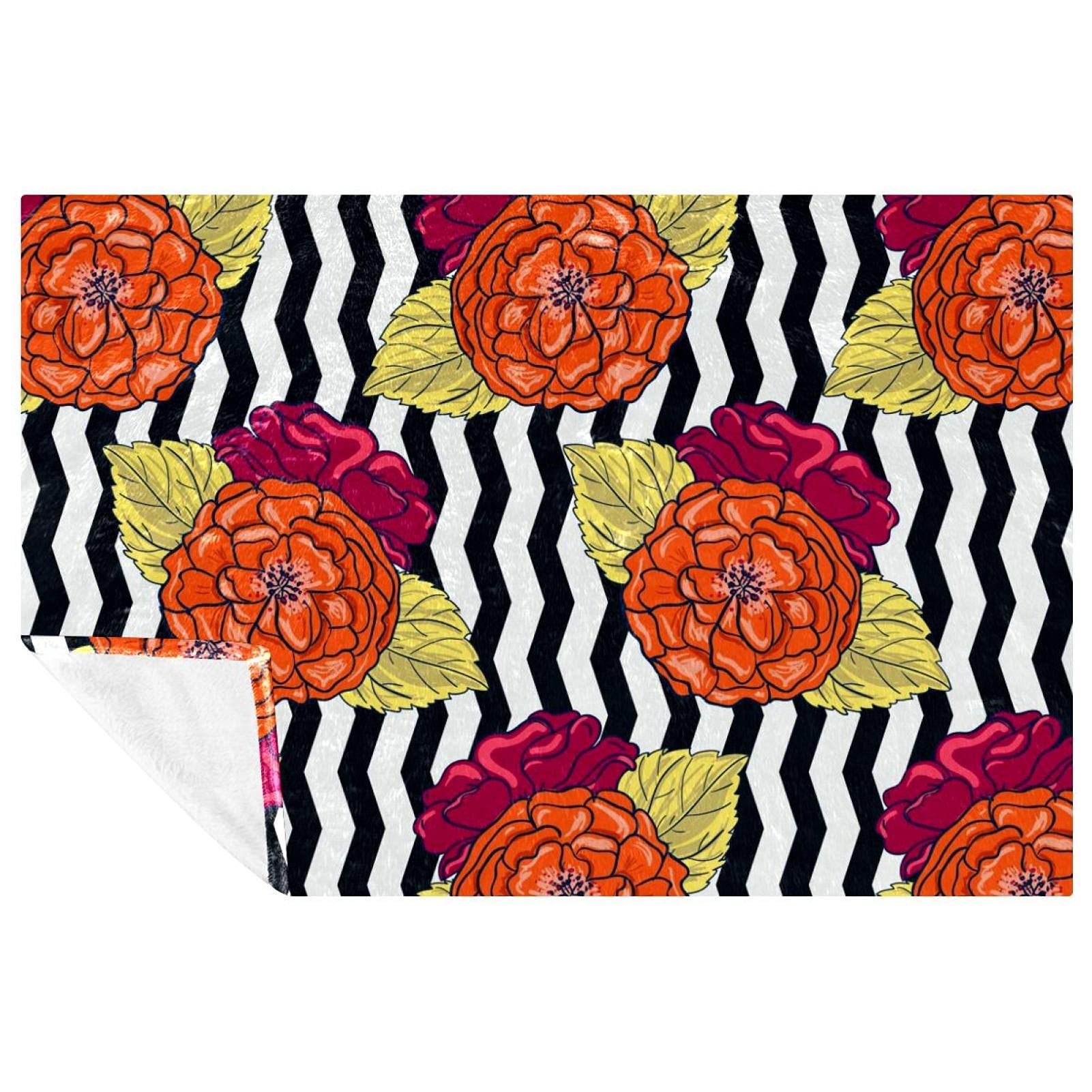 Couverture plaid doux et chaud au motif floral élégant pour salon