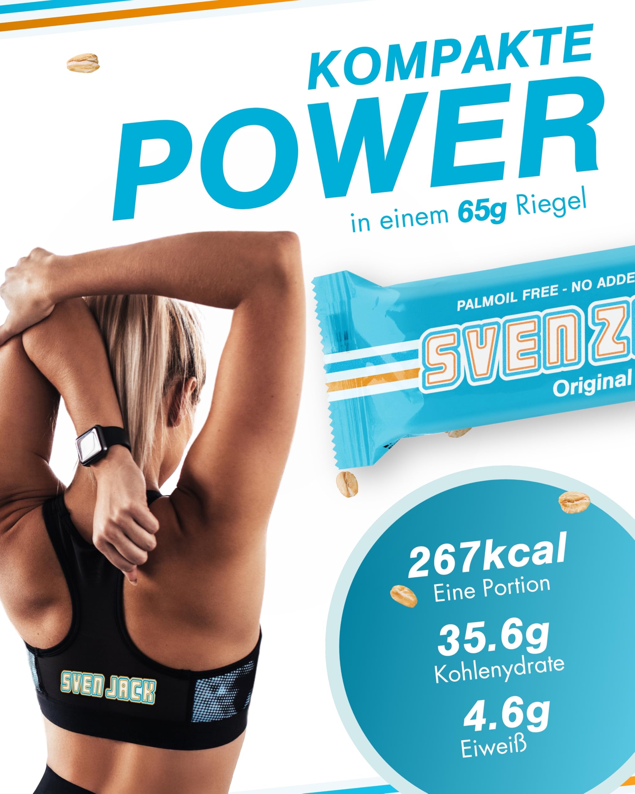 Sven Jack (Energy Cake) Haferriegel Zero Original 20x 65g | Haferflocken Riegel Original I Energieriegel ohne Zucker & Palmöl I Vegane Haferriegel I No added sugar I Kalorien Riegel I Müsliriegel