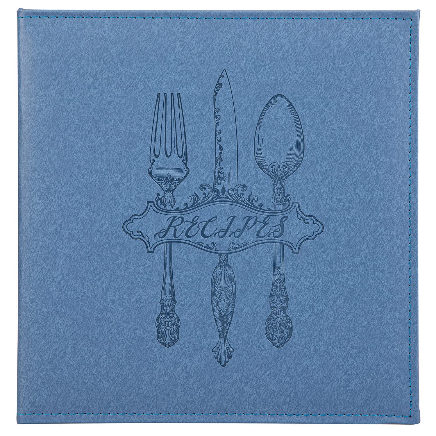 COFICE Recipe Binder – 8.5x11 3 Ring Blank Family Recipe Book Binder Kit to Write in Your Own Recipes with PU Faux Leather Cover and Plastic Sleeves (Dark Blue)