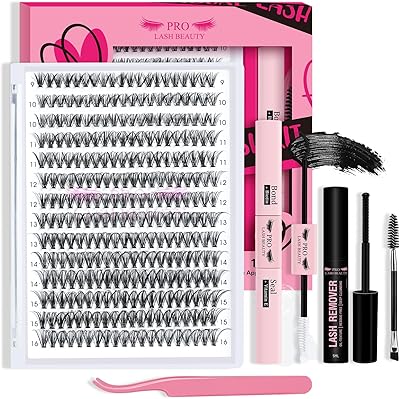 𝐏𝐑𝐎 DIY Wimpernverlängerung Kit, individuelle Wimpern Kit mit 280 Pcs Cluster Wimpern Bindung und Siegel, Wimpern Applikator Wimpernbürste für Anfänger(30D-9-16mix Kit)