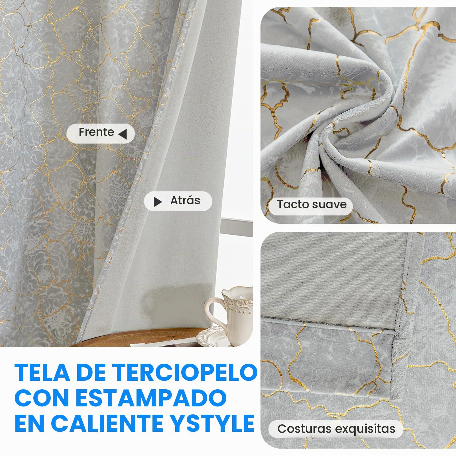 Ystyle Cortinas Salon Terciopelo 2 Piezas con Ojales, 140x260cm, Cortinas Termicas Aislantes Frio Y Calor, Modernas Suave Cortina Habitacion Terciopelo, Beige