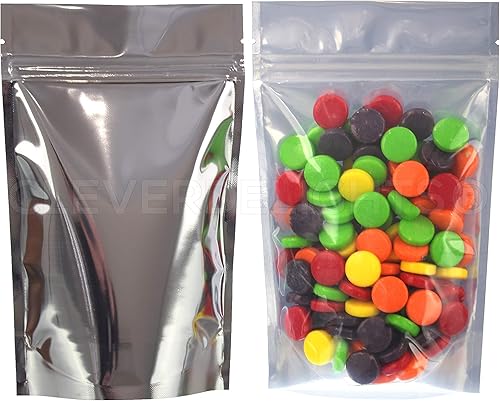 Miniatura 1 de CleverDelights Bolsas de pie plateadas y transparentes, 4 onzas, paquete de 1000, 5 x 8 x 2.5 pulgadas, bolsa resellable