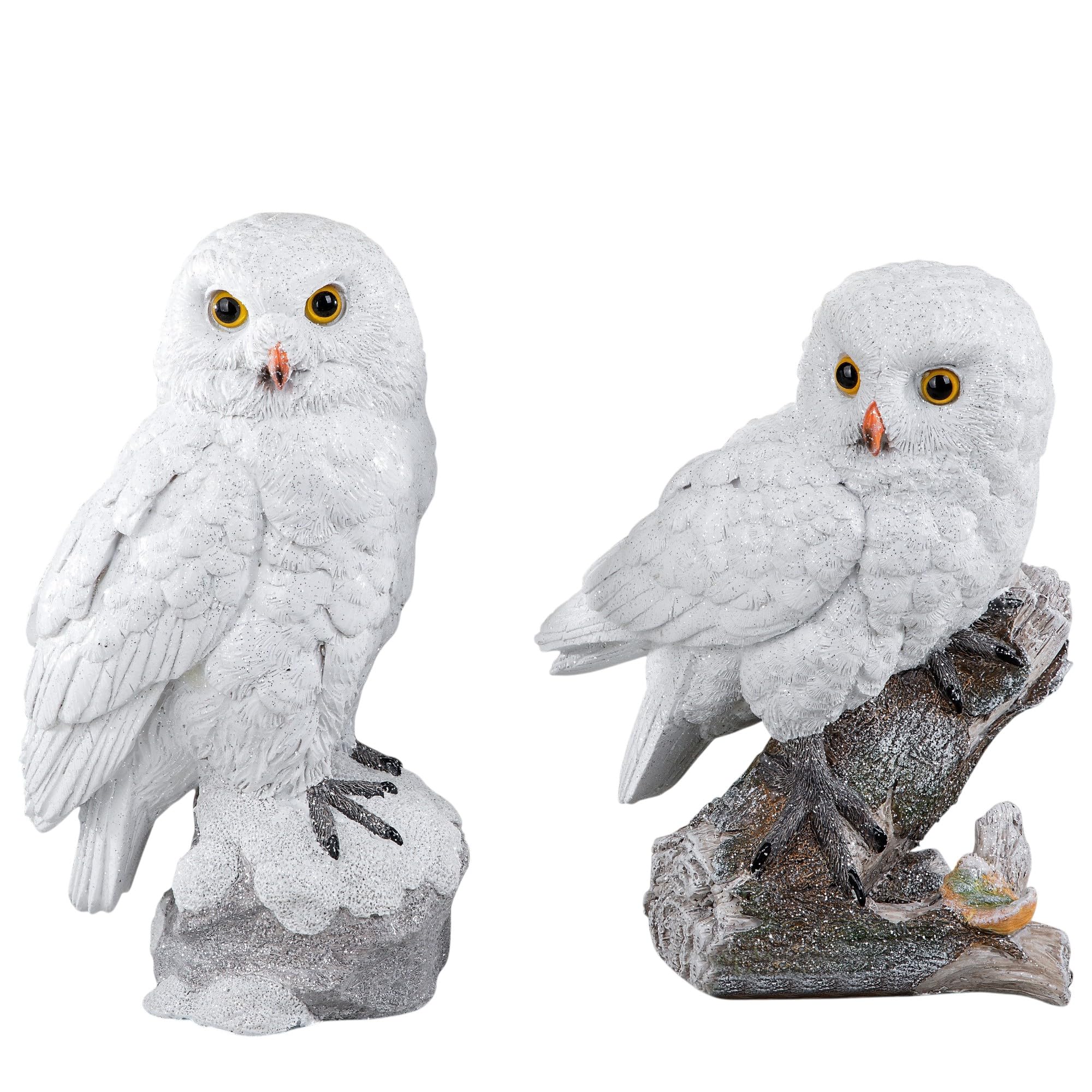 Unbekannt Bollweg Formano Deko Eule sort. 1 von 2 Weiss handgefertigte antikfarben Kunststein-Figur mit geeister, reliefierter Oberfläche
