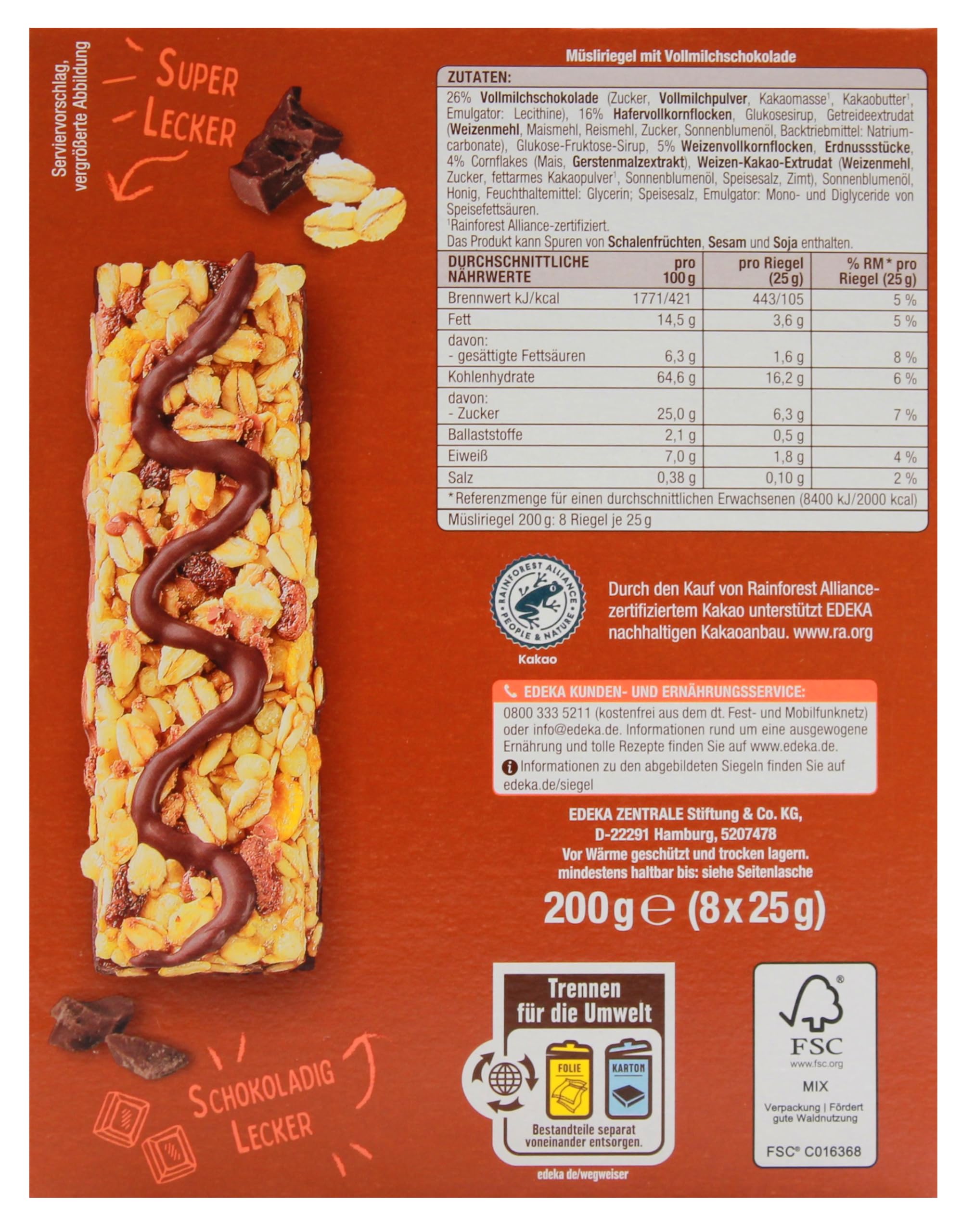 Gut & Günstig Crunchy Time Out Schoko-Müsliriegel, 9er Pack (9 x 200g)