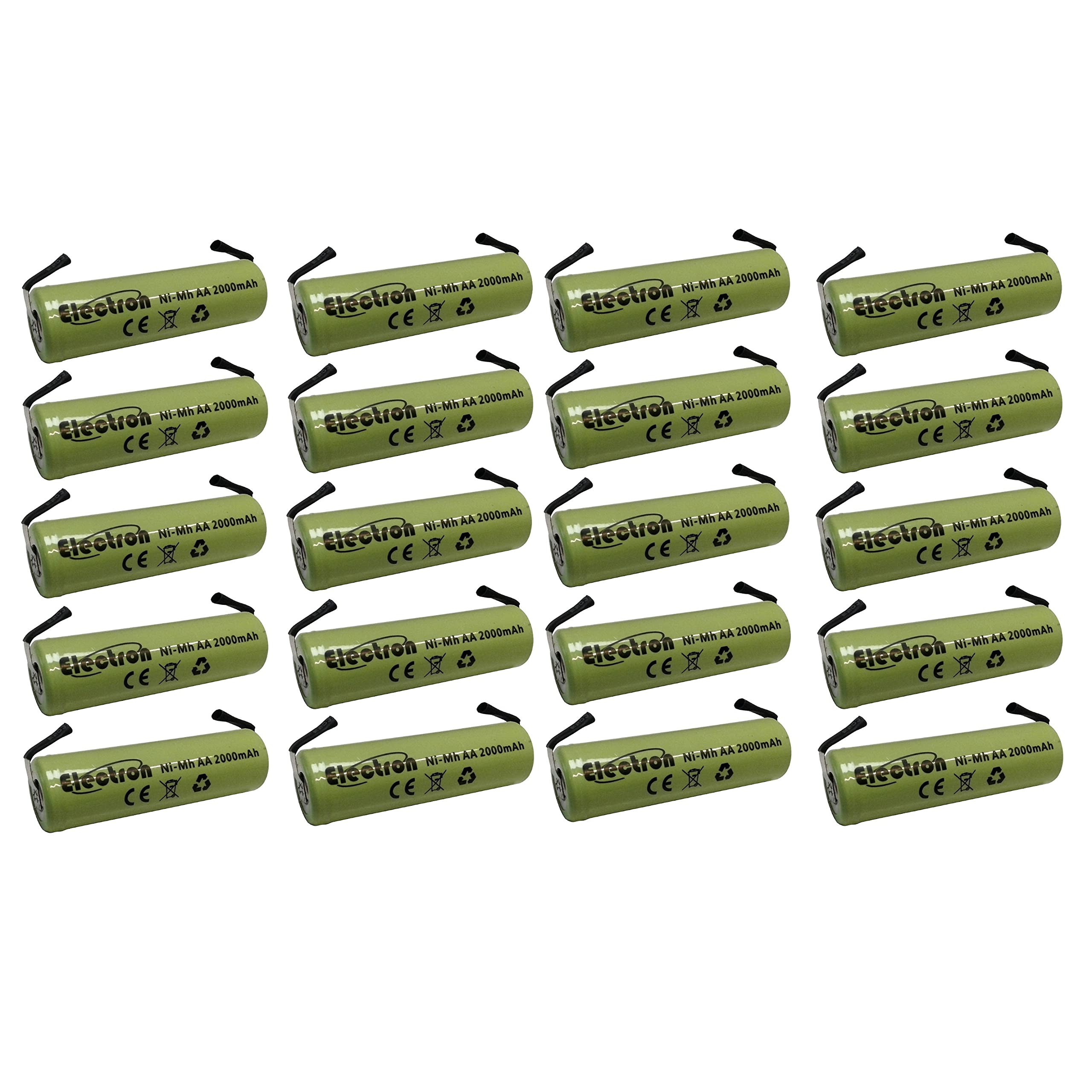 20x Batteria ricaricabile Ni-Mh Stilo AA 1,2V 2000mAh con linguette lamelle terminali a saldare per pacco pacchi batteria