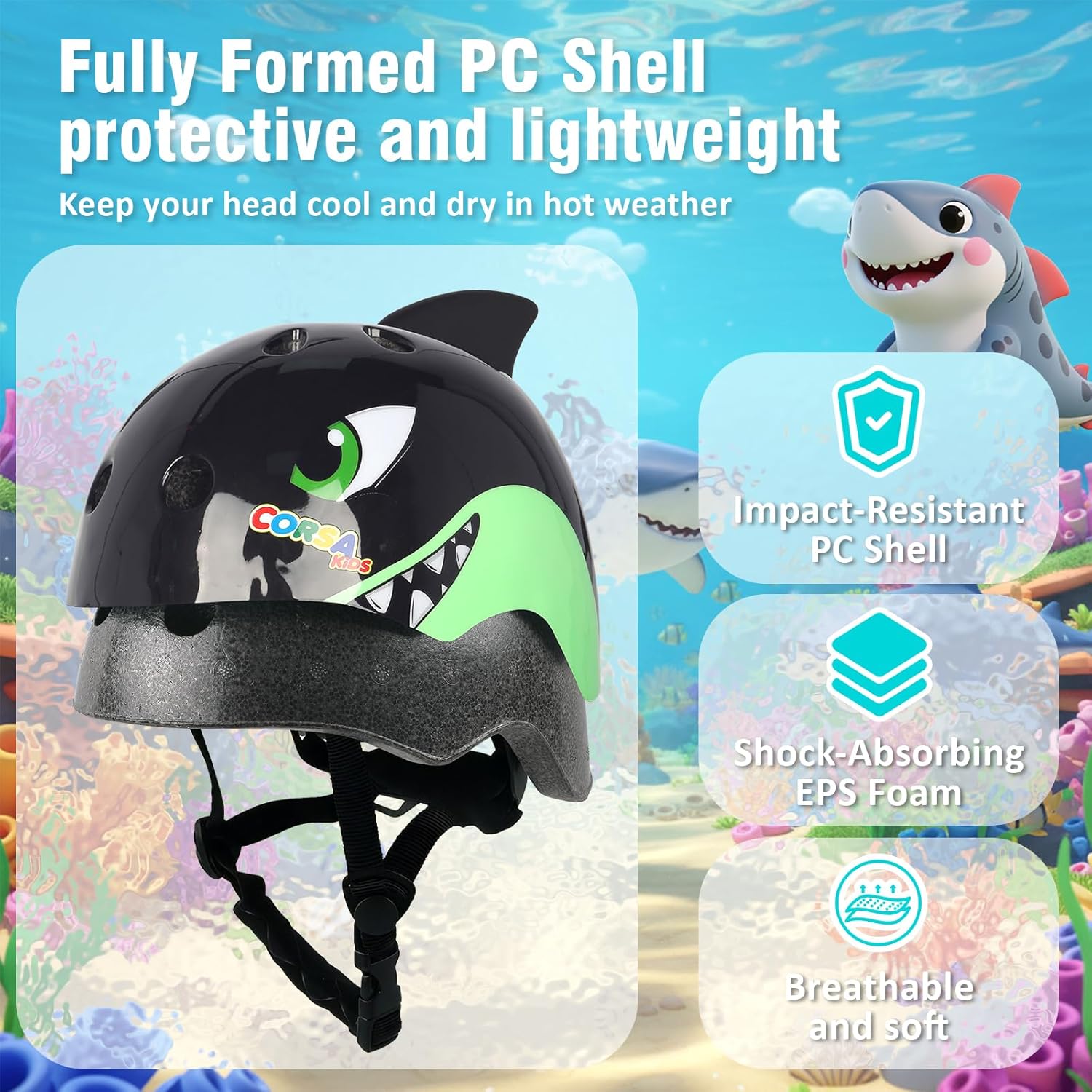 Kids Toddler Bike Helmet, Adjustable and Multi-Sport for Child Boys and Girls, 2 Sizes - Image 2