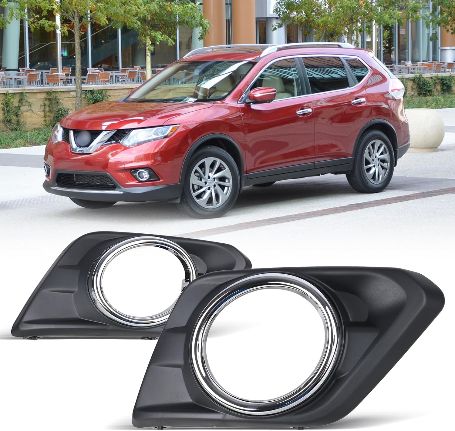 AUTOWIKI Fog Lights Covers for 2014-2016 Nissan Rogue (NOT Fit Rogue Select Models) 2PCS Black Fog Light Bezel for 14 15 16 Rogue 1 Pair