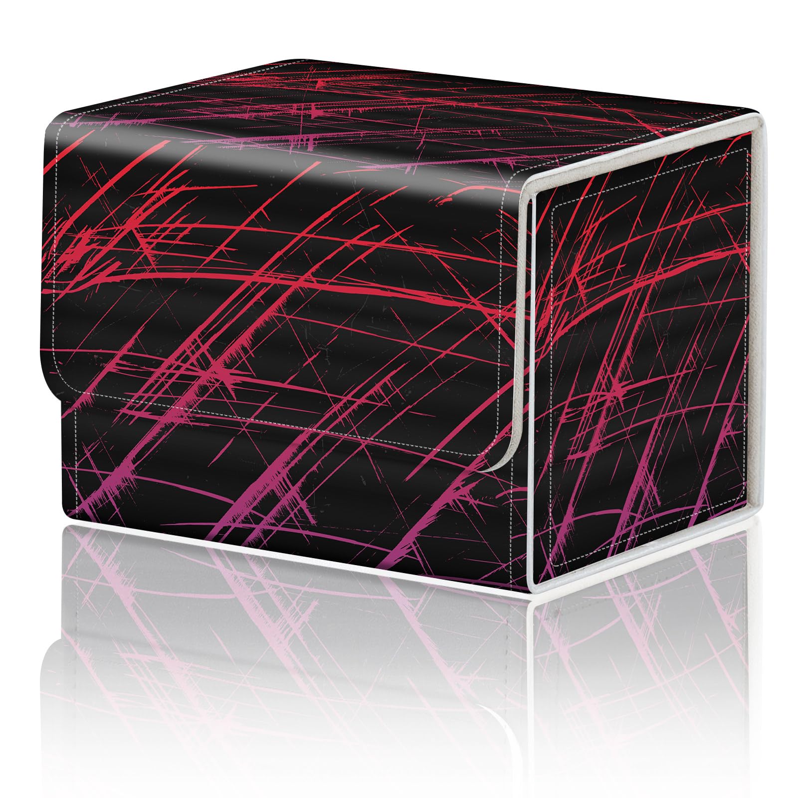 Card Game Storage Box for TCG Deck Box MTG Card Box Organizer Trading Card Case Commander Deck Box TCG Card Storage Box Magnetic Closure Creative Pattern Up to 200 Cards, Black Dark Scratched Texture — image 1
