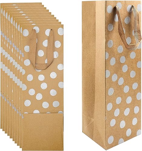 Bolsas de regalo de vino kraft con asas, bolsas de papel de vino, bolsa reutilizable para cumpleaños, recuerdos de fiesta, baby shower, despedida de