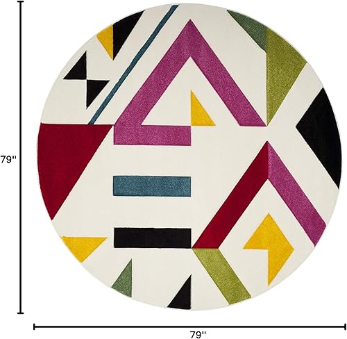 Vista 7 de SAFAVIEH Hollywood Collection - Alfombra decorativa de 4 x 6 pies, color marfil y rosa, diseño moderno de mediados de siglo, no desprende pelusa