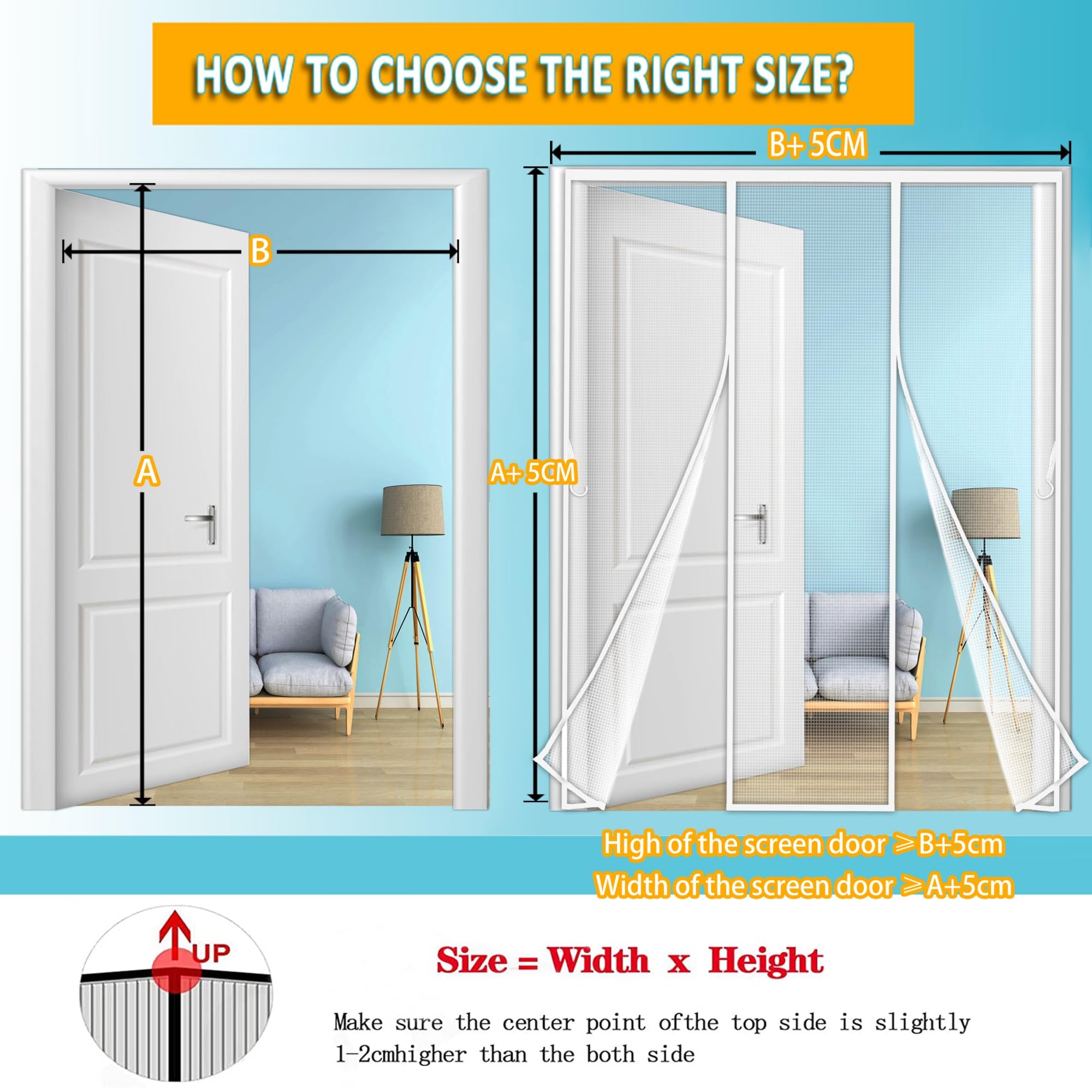 Moustiquaire Porte Fenetre Aimantée Magnetique, 320x200 cm Rideaux Anti Mouches pour Double Porte, Rideaux Toile Insect Ecran, Moustiquaire Baie Vitree Coulissante, Magnétique Moustique ‎Blanc