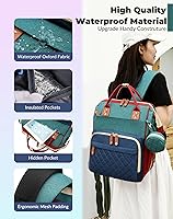 Vista 6 de Bolsa de pañales con cambiador, mochila de pañales 3 en 1 para bebé Verde-azul-rojo