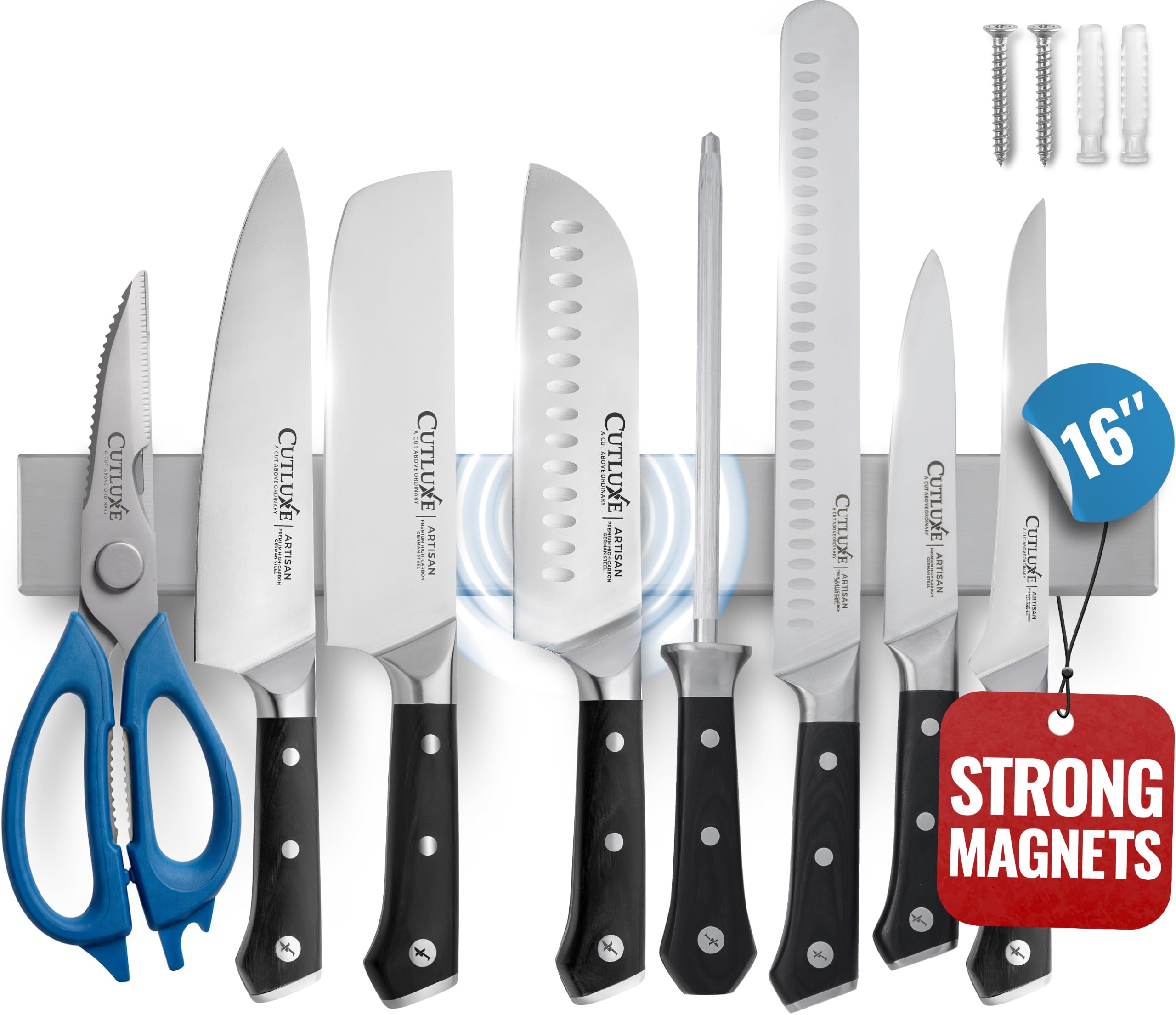 Cutluxe Magnetic Knife Holder for Wall & Fridge, 16" Knife Magnetic Strip