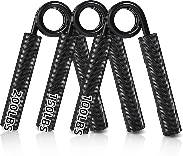 YANZHI 3-Pack Metal Hand Grip Strengthener,100LBS, 150LBS, 200LBS, Hand Grip Finger Strengthener, No Slip Grip Strength Trainer Strengthener Heavy Grippers for Home, Gym and Office
