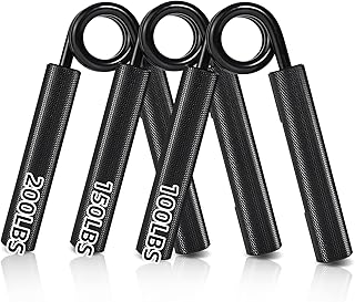 3-Pack Metal Hand Grip Strengthener,100LBS, 150LBS, 200LBS, Hand Grip Finger Strengthener, No Slip Grip Strength Trainer Strengthener Heavy Grippers for Home, Gym and Office