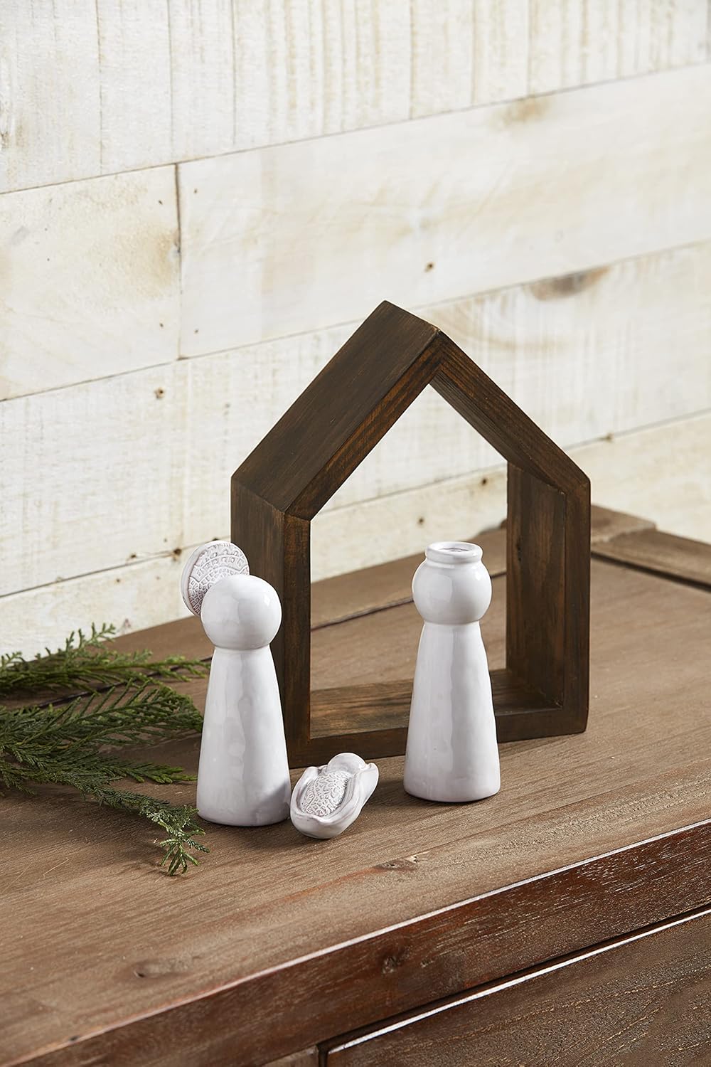 Mud Pie, White, Christmas Nativity Set, Wood, Assembled 8 x 6 1/2", 1/2" 1/2" : Patio, Lawn & Garden