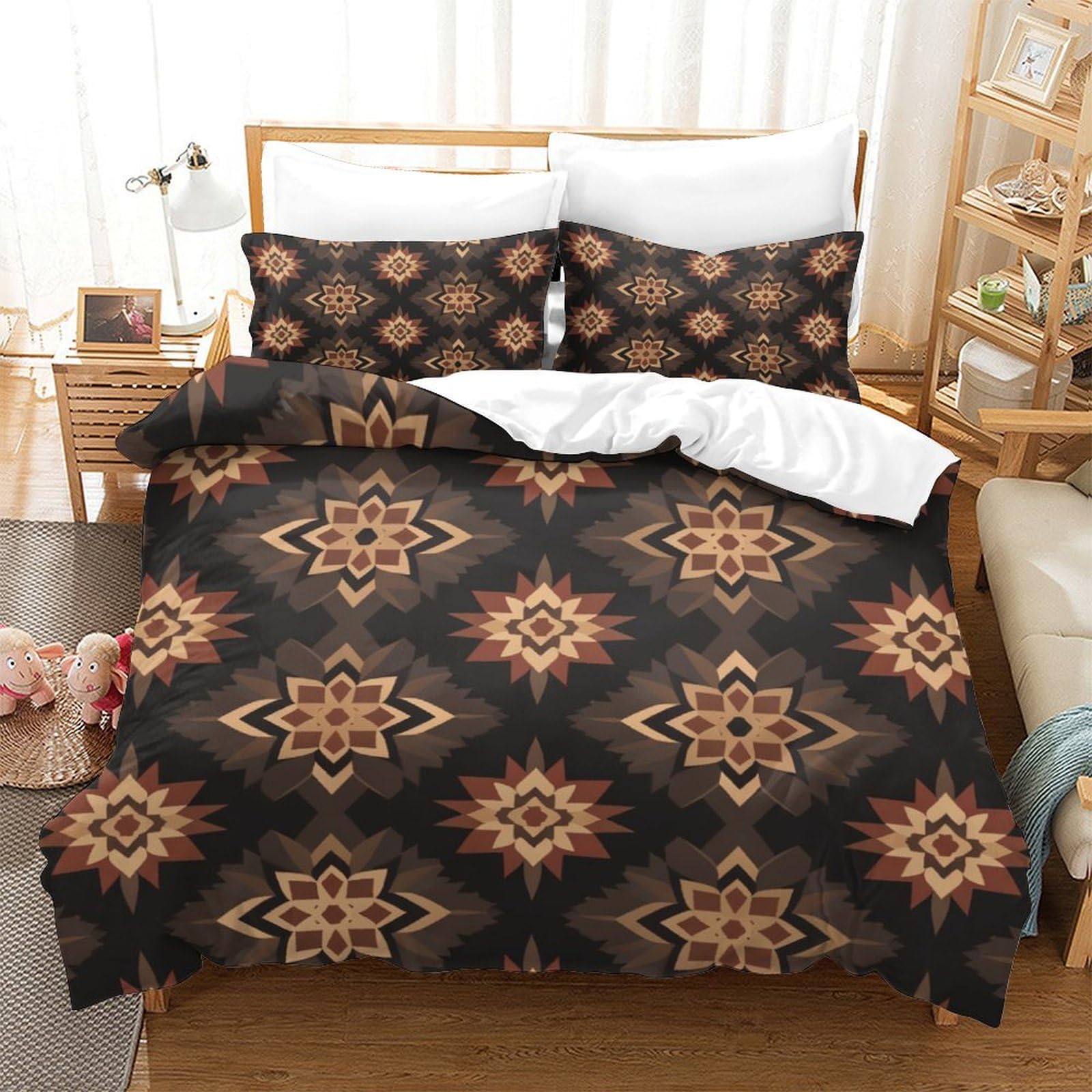 Housse de couette fleurs rafraîchissante parure de lit 3D