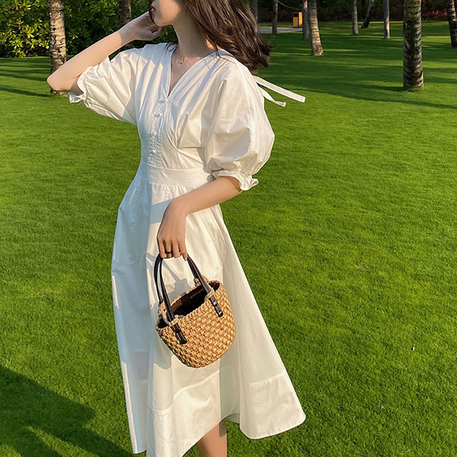 新品未使用　Julynine Vネック パフスリーブ ロングドレス　サイズ1 新品未使用 Julynine Vネック パフスリーブ ロングドレス サイズ1